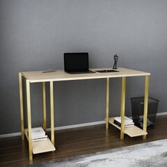 Galds Asir, 125,2x60x73,8 cm, zelta/brūns cena un informācija | Datorgaldi, rakstāmgaldi, biroja galdi | 220.lv
