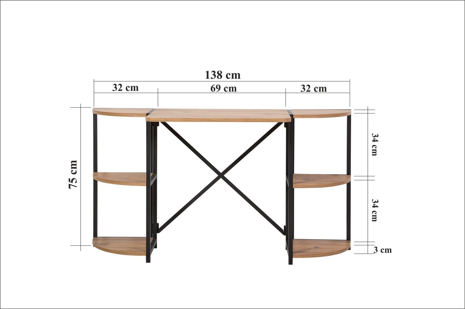 Galds Asir, 138x75x34 cm, brūns/melns cena un informācija | Datorgaldi, rakstāmgaldi, biroja galdi | 220.lv