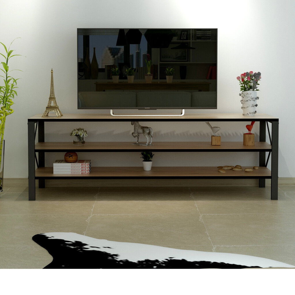 TV statīvs Asir, 120x52x29 cm, brūns/melns cena un informācija | TV galdiņi | 220.lv