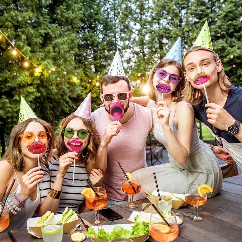 Aksesuāri svētkiem/fotosesijai Lūpas 40 gab. cena un informācija | Svētku dekorācijas | 220.lv