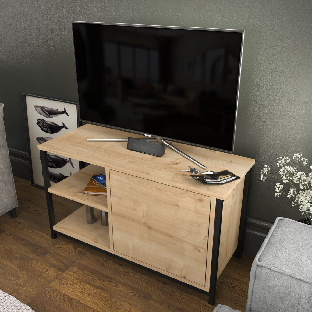 TV statīvs Asir, 89,6x35,3x50,8 cm, melns/brūns цена и информация | TV galdiņi | 220.lv
