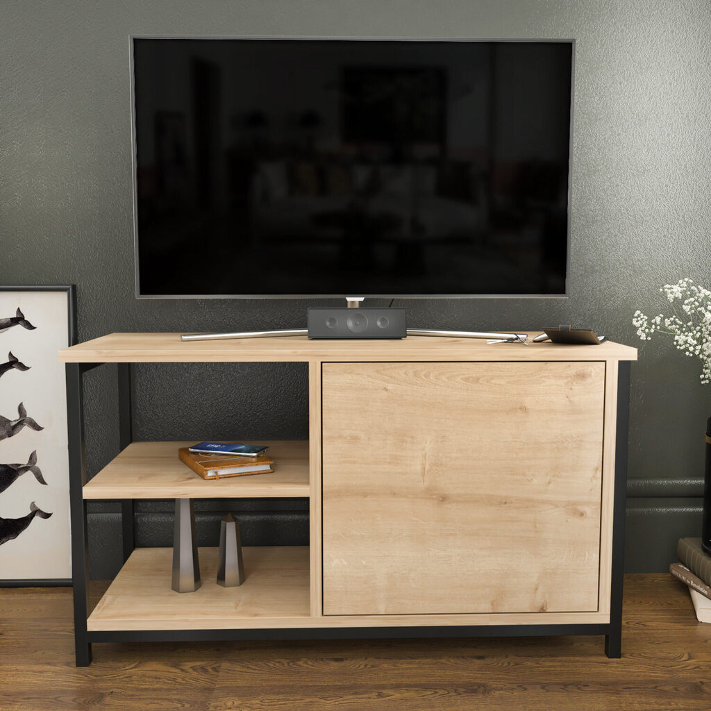 TV statīvs Asir, 89,6x35,3x50,8 cm, melns/brūns цена и информация | TV galdiņi | 220.lv
