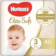 Autiņbiksīte Huggies Elite Soft, 3 (5-9 kg), 40 gab. cena un informācija | Autiņbiksītes | 220.lv