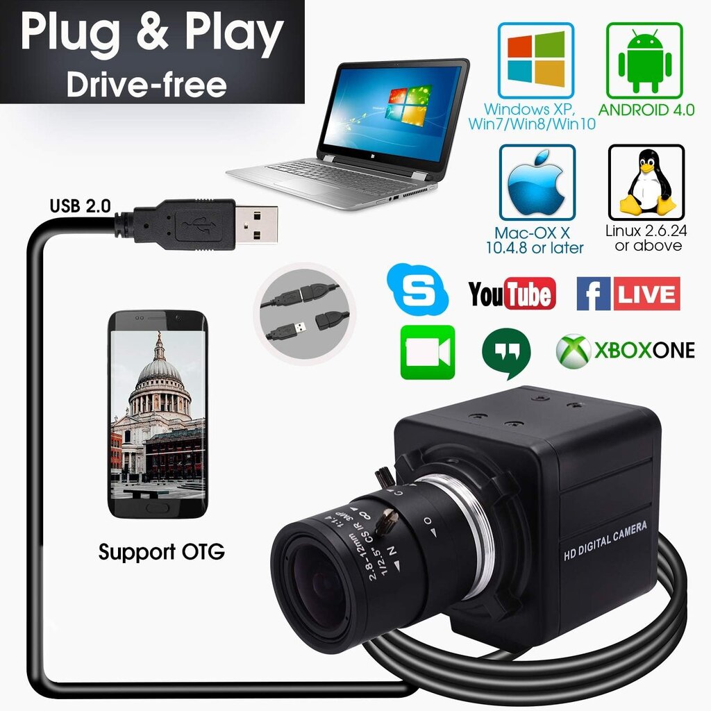 Svpro, 4K Ultra HD, melna цена и информация | Datoru (WEB) kameras | 220.lv