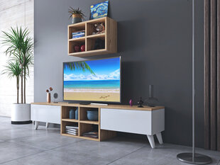 TV statīvs Asir, 160x34x25 cm, brūns/balts kaina ir informacija | TV galdiņi | 220.lv