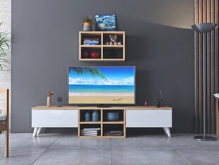 TV statīvs Asir, 160x34x25 cm, brūns/balts цена и информация |  Тумбы под телевизор | 220.lv