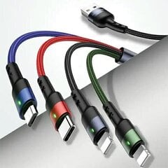 USAMS Kabel pleciony U26 4w1 1.2m 2A Fast Charge (2xlightning|microUSB|USB-C) SJ317USB01 (US-SJ317) цена и информация | Кабели и провода | 220.lv