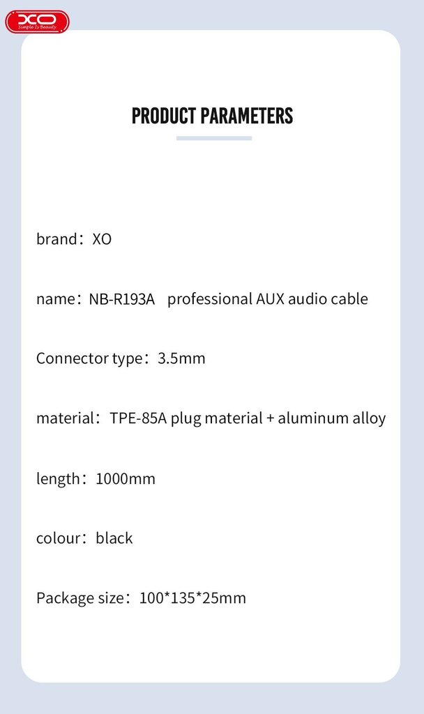 Xo jack 3.5mm/Lightning, 1 m cena un informācija | Kabeļi un vadi | 220.lv