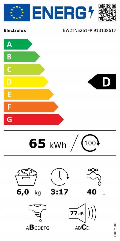 Electrolux EW2TN5261FP cena un informācija | Veļas mašīnas | 220.lv