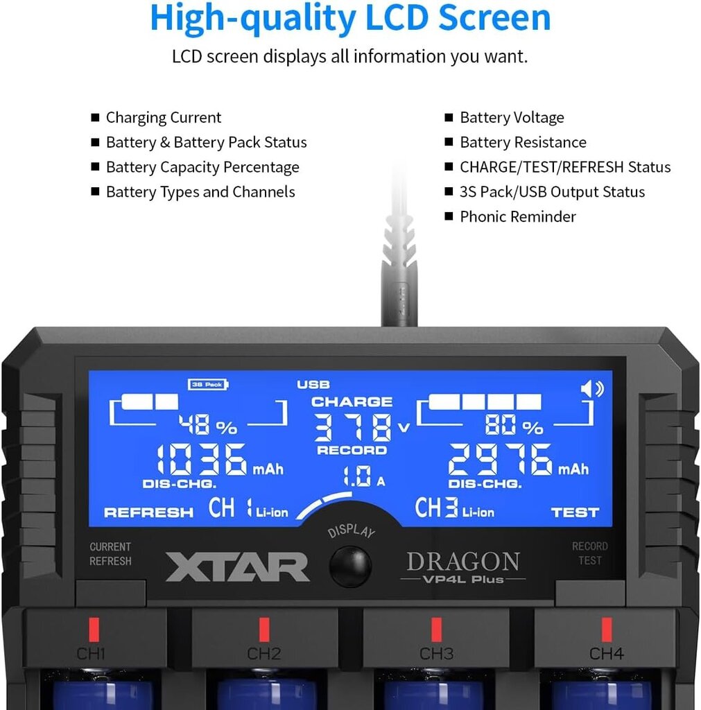 Akumulatora lādētājs Xtar VP4L Plus Dragon цена и информация | Akumulatori, lādētāji un piederumi | 220.lv