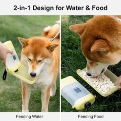 Переносная бутылка для воды для собак 4in1, жёлтая цена и информация | Миски, ящики для корма | 220.lv