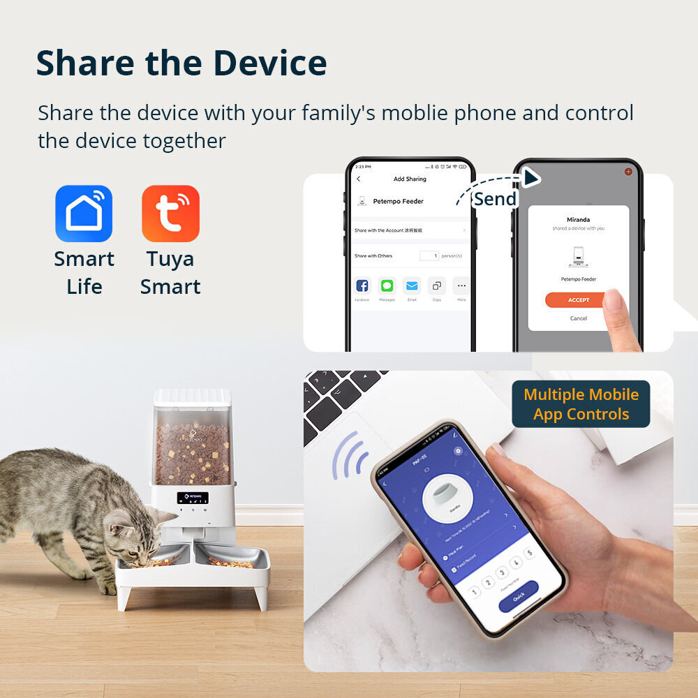 Automātiskais kaķu/suņu barotājs + APP vadība cena un informācija | Bļodas, kastes pārtikas | 220.lv