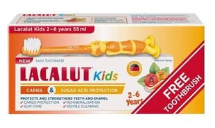 Zobu pasta bērniem Lacalut Kids, 2-6 g., 55ml цена и информация | Зубные щетки, пасты | 220.lv