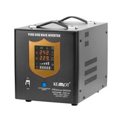 инвертор kemot ups prosinus-2000/24 24v 230v 2000va/1400w чистая синусоида с функцией зарядки - черный цена и информация | Источники бесперебойного питания (UPS) | 220.lv