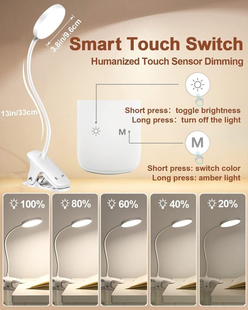 Lenudar elastīga lasīšanas lampa USB LED cena un informācija | Sienas lampas | 220.lv