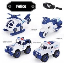 Policijas transportlīdzekļu komplekts-konstruktors cena un informācija | Rotaļlietas zēniem | 220.lv