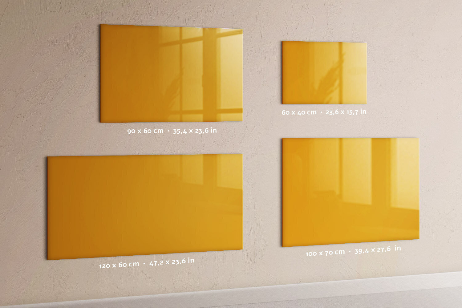 Magnētiskais dēlis Zelta Dzeltenā Krāsa, 60x40 cm cena un informācija | Kancelejas preces | 220.lv