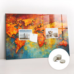 Magnētiskais dēlis Dekoratīvā Pasaules Karte, 60x40 cm cena un informācija | Kancelejas preces | 220.lv