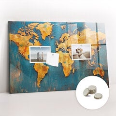 Magnētiskais dēlis Dekoratīvā Pasaules Karte, 60x40 cm цена и информация | Канцелярия | 220.lv