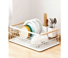 Сушилка для посуды с поддоном и сливом, белая цена и информация | Кухонные принадлежности | 220.lv