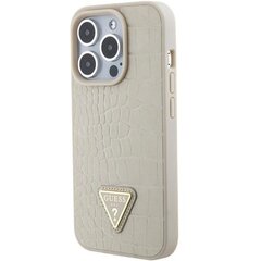 Guess GUHCP15XPCRTHCD iPhone 15 Pro Max 6.7" złoty|gold hardcase Croco Triangle Metal Logo цена и информация | Чехлы для телефонов | 220.lv