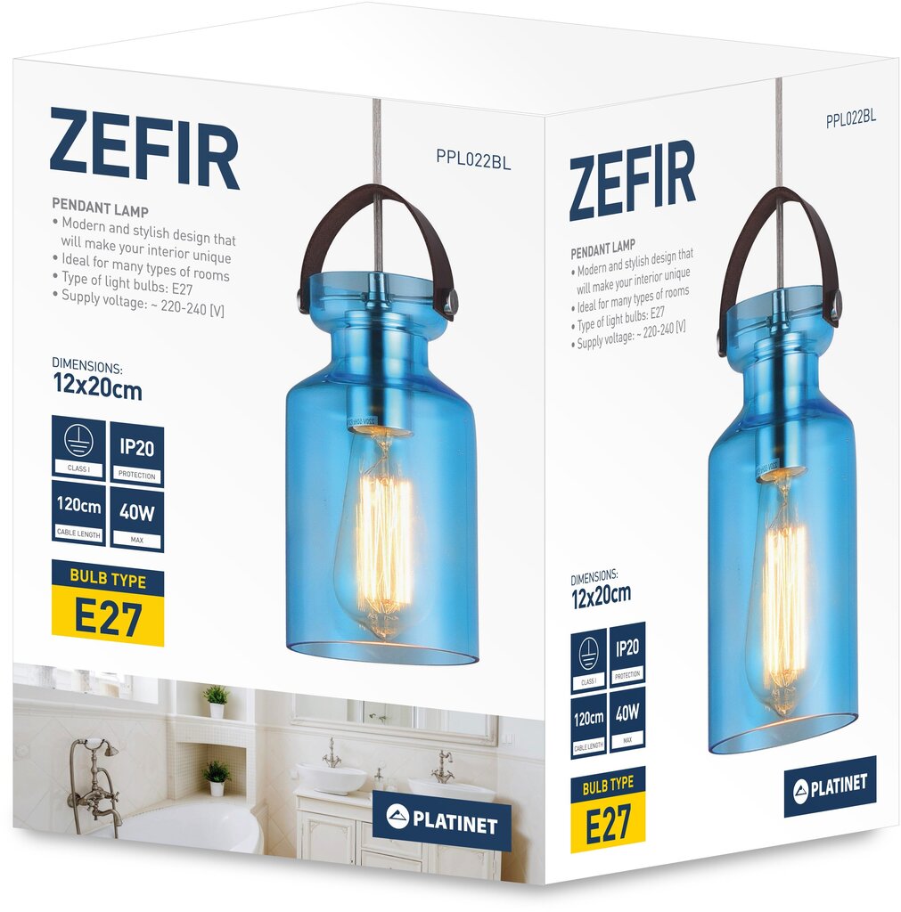 Platinet griestu lampa Zefir PPL022BL E27 cena un informācija | Griestu lampas | 220.lv