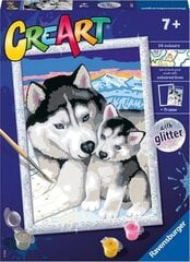 Ravensburger glezna pēc numuriem, Cute Huskies cena un informācija | Gleznas pēc numuriem | 220.lv