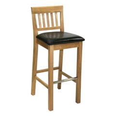 Комплект из 2 барных стульев LAURA 40x40xH72/99cм, сиденьие: кожзаменитель, цвет: тёмно-коричневый, дерево: дуб, обработка: промасленный цена и информация | Стулья для кухни и столовой | 220.lv