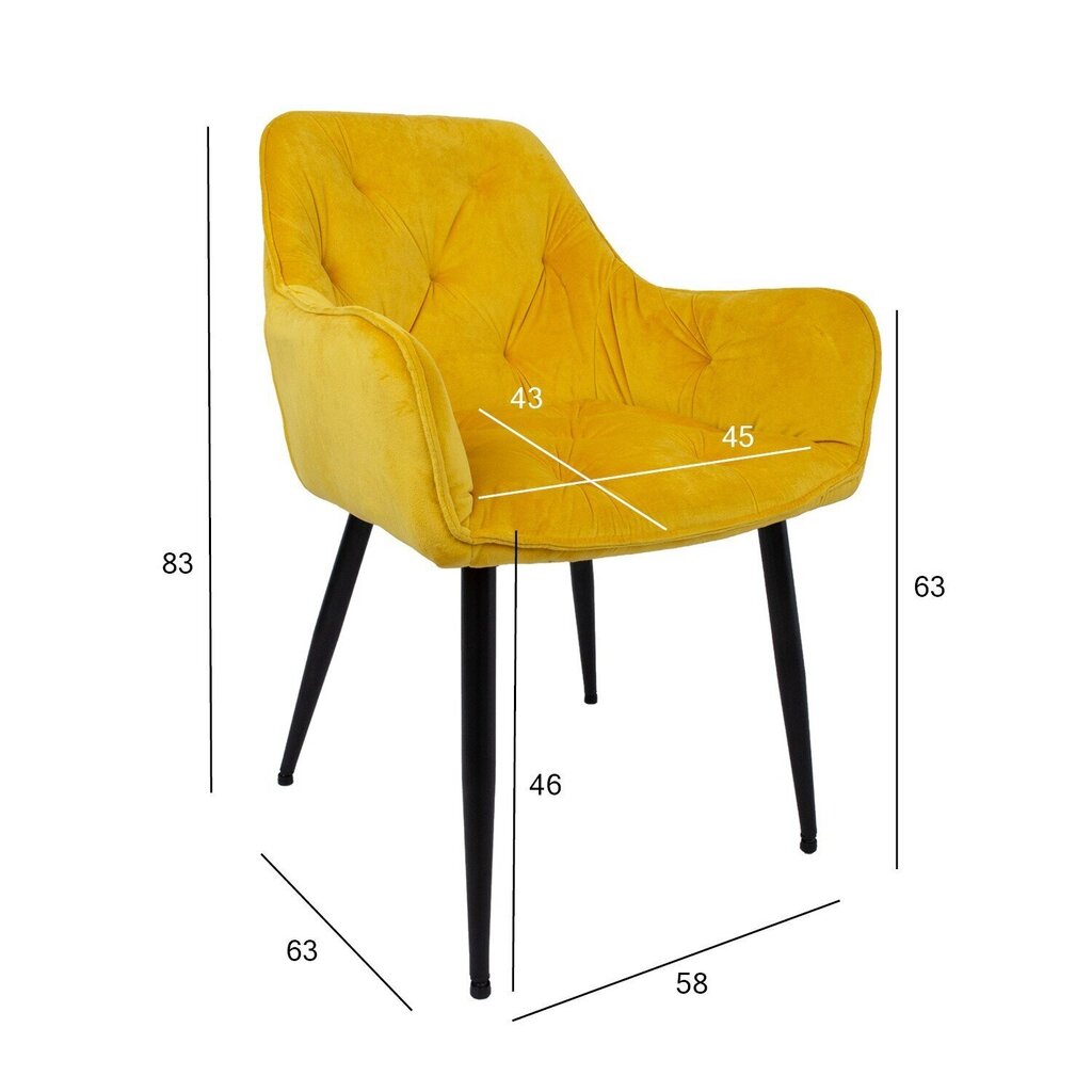 Krēsls Brita dzeltens, 2 gab. цена и информация | Virtuves un ēdamistabas krēsli | 220.lv