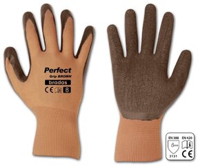 Комплект из 36 пар защитных перчаток Perfect Grip Brown, датекс 10 цена и информация | Рабочие перчатки | 220.lv