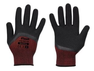 Darba cimdi Flash Grip Red Full, pārklāts ar lateksu, 9 d, 24 gab. cena un informācija | Darba cimdi | 220.lv