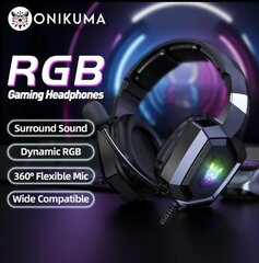 Наушники для игр ONIKUMA K8 с RGB подсветкой цена и информация | Наушники | 220.lv