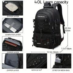 Путешественный рюкзак, водонепроницаемый, с USB-зарядкой, черного цвета цена и информация | Рюкзаки и сумки | 220.lv
