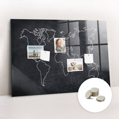 Magnētiskais dēlis Pasaules Karte, 120x60 cena un informācija | Kancelejas preces | 220.lv