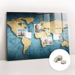 Magnētiskais dēlis Pasaules Karte 3D, 120x60 cena un informācija | Kancelejas preces | 220.lv