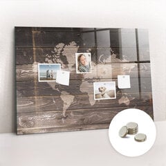 Magnētiskais dēlis Pasaules Karte Uz Koka, 100x70 цена и информация | Канцелярия | 220.lv