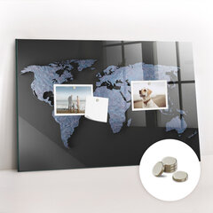 Magnētiskais dēlis Pasaules Karte 3D, 90x60 cena un informācija | Kancelejas preces | 220.lv