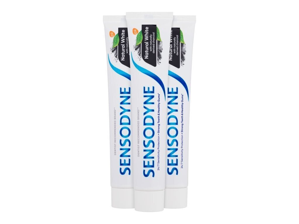 Zobu pasta Sensodyne Natural White, ar aktivēto ogli, 3 × 75 ml цена и информация | Zobu pastas, birstes | 220.lv