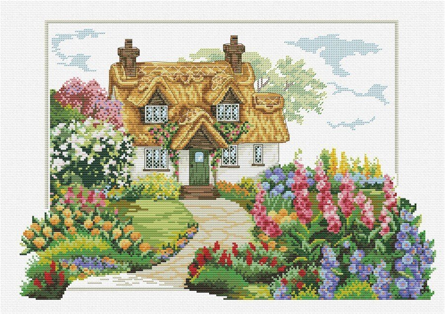 Izšūšanas krustdūrienā komplekts Diamond Dotz Foxglove Cottage, 41,90x28 cm цена и информация | Izšūšanas piederumi | 220.lv