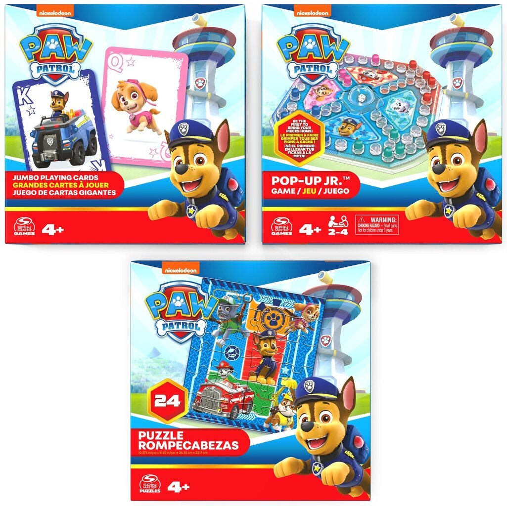 Komplekts Paw Patruļ 3-in-1 spēļu Puzle Pop-up Jumbo kartes cena un informācija | Galda spēles | 220.lv