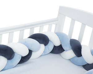 Bērnu gultiņas aizsargs, 250 cm, zils un balts цена и информация | Товары для безопасности детей дома | 220.lv