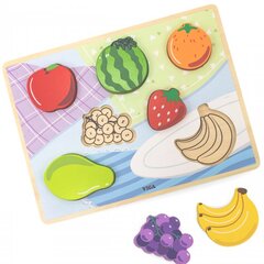Koka puzles Viga, augļu figūriņas, 7 d. cena un informācija | Rotaļlietas zīdaiņiem | 220.lv
