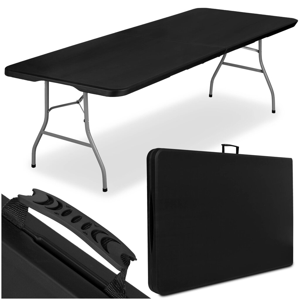 Izvelkamais galds Impro, 240x75x73.5 cm, melns cena un informācija | Dārza galdi | 220.lv