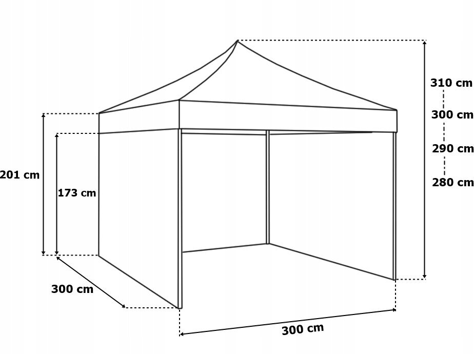 Dārza nojume, 280-310x300x300 cm, melns cena un informācija | Dārza nojumes un lapenes | 220.lv