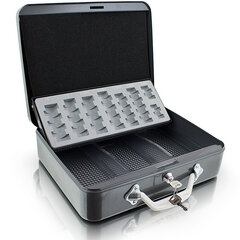 металлический ящик для денег 30 см, черный цена и информация | Сейфы | 220.lv
