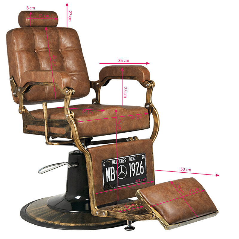 Friziera krēsls Activeshop Gabbiano Boss Old Leather, brūns cena un informācija | Mēbeles skaistumkopšanas saloniem | 220.lv