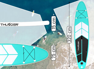 Piepūšams SUP dēlis Thunder Coast-Mint 320, zaļš cena un informācija | SUP dēļi, sērfa dēļi un piederumi | 220.lv