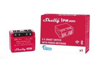 Умное Wi-Fi Bluetooth реле Shelly 1PM Mini Gen3 цена и информация | Системы безопасности, контроллеры | 220.lv