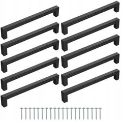 Mēbeļu rokturis 10 gab. 160 mm melns cena un informācija | Mēbeļu rokturi | 220.lv