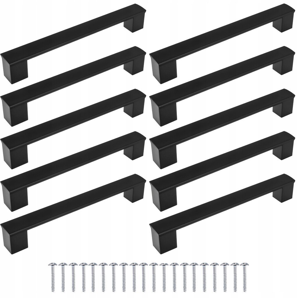 Mēbeļu rokturis 10 gab. 160 mm melns cena un informācija | Mēbeļu rokturi  | 220.lv